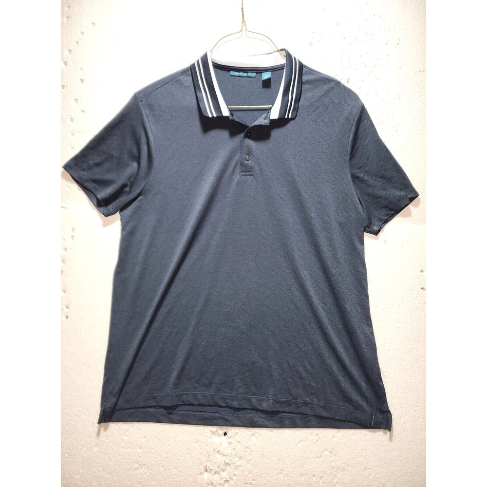 Perry Ellis Shirt Men XL Blue Golf Collared Short Sleeve Casual Tennis Buttons
